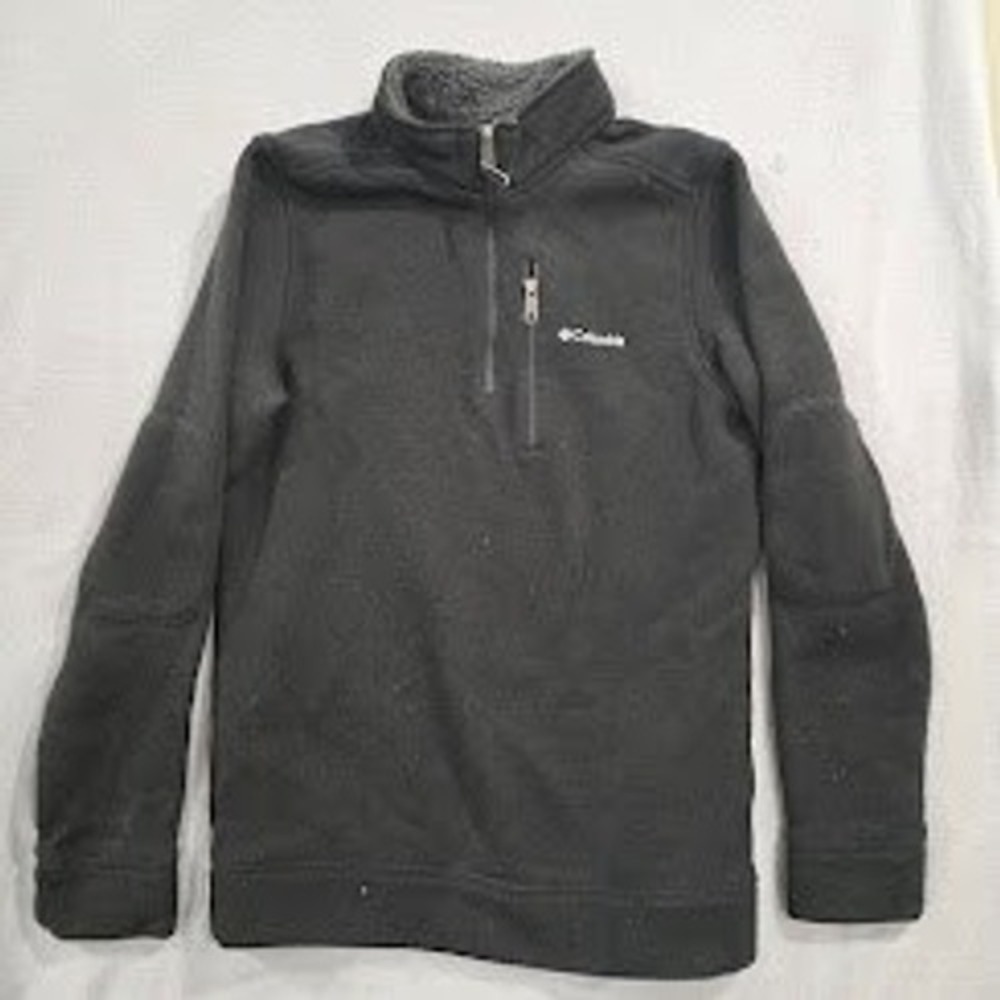 Columbia Mens Fleece Quarter Zip Pullover Black Sherpa Lined Sweater Medium M